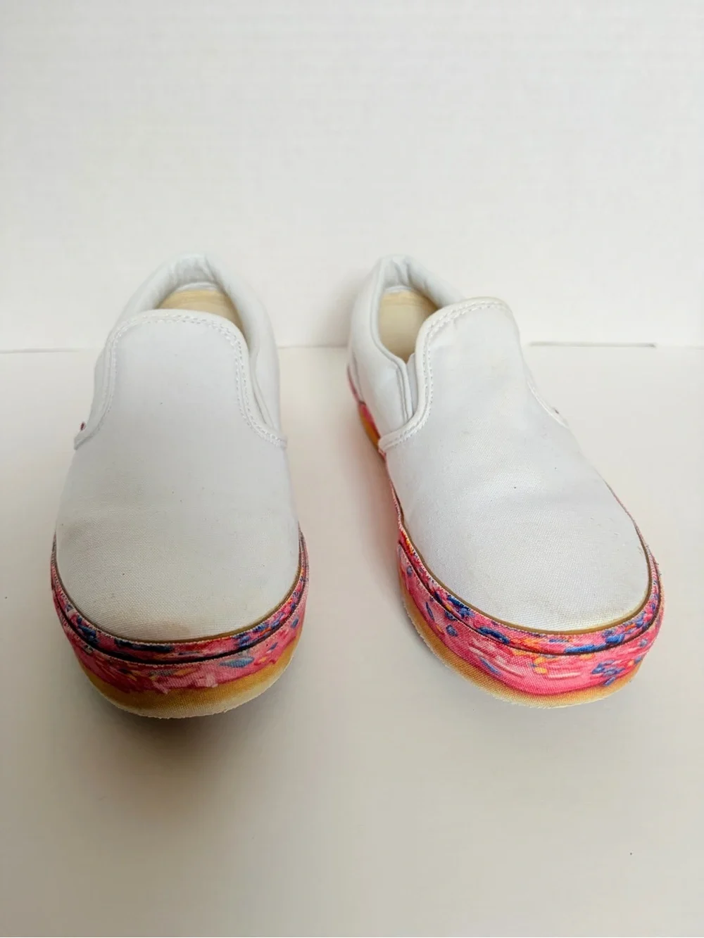 Vans Donut Sprinkle Sneakers Slip On Bold Platform Shoes White Pink Size 7 Kids
